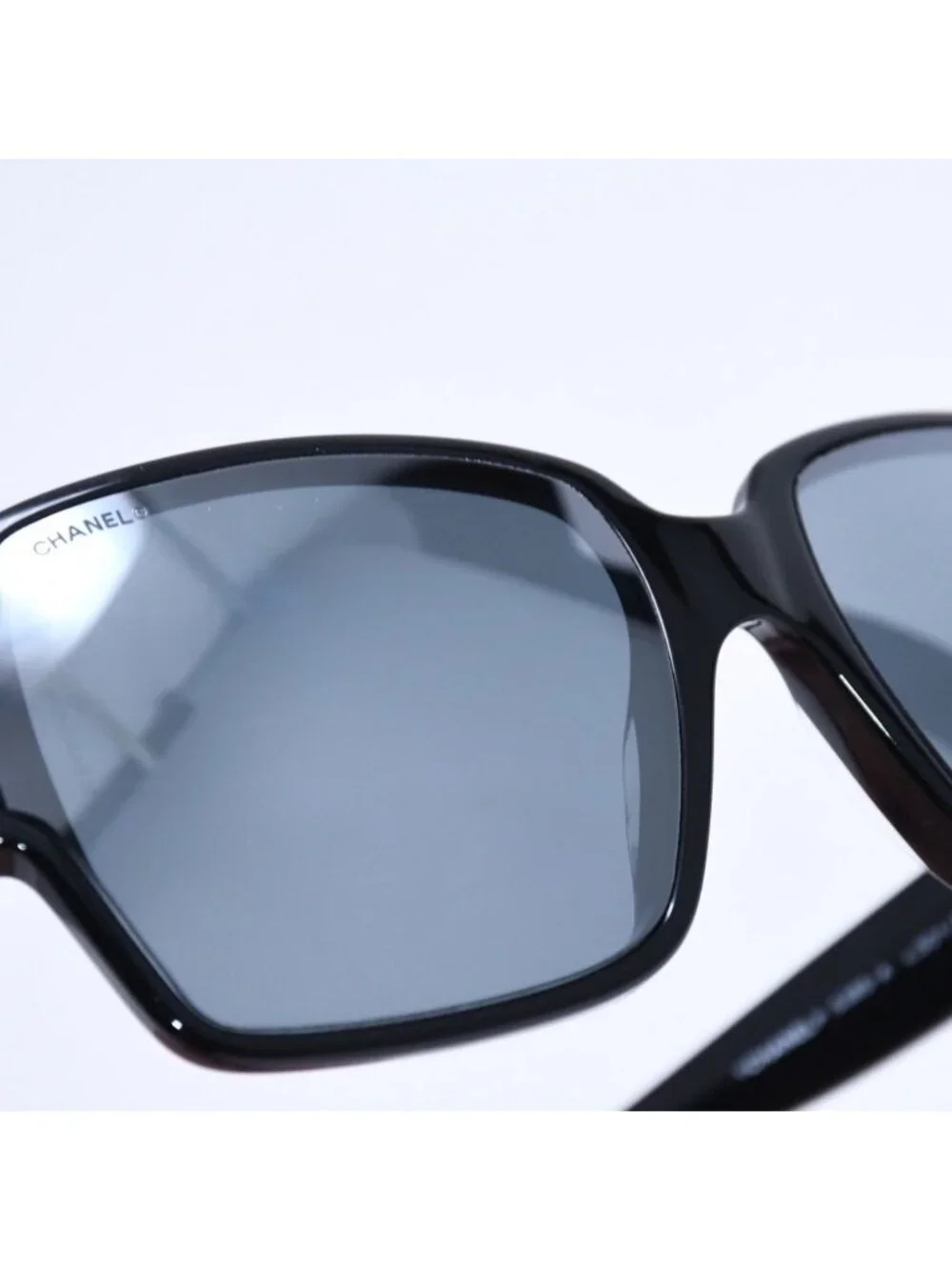 Chanel Square Shape Sunglasses Mirror Lens Black CC Logo Eyewear
